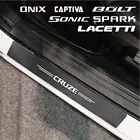 4 шт. порога углерода Кожа наклейки для Chevrolet болт Cavalier Колорадо Cruze Lacetti Onix Орландо Silverado Spark Tahoe