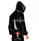 Куртка мужская спортивная черная с капюшоном, из латекса и резины, размер XXS-XXL