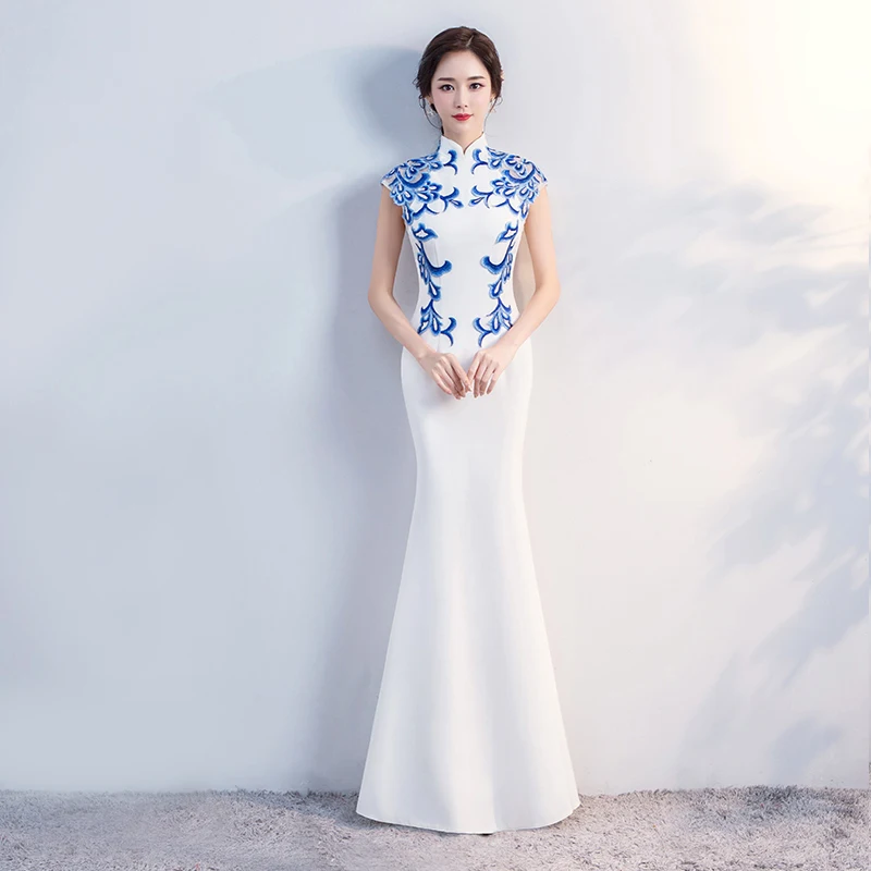 

Princess Slim Long Gown Chinese Style Womans Party Dress Floor-Length Mermaid Evening Cheongsam Luxury Banquet Qipao Vestido