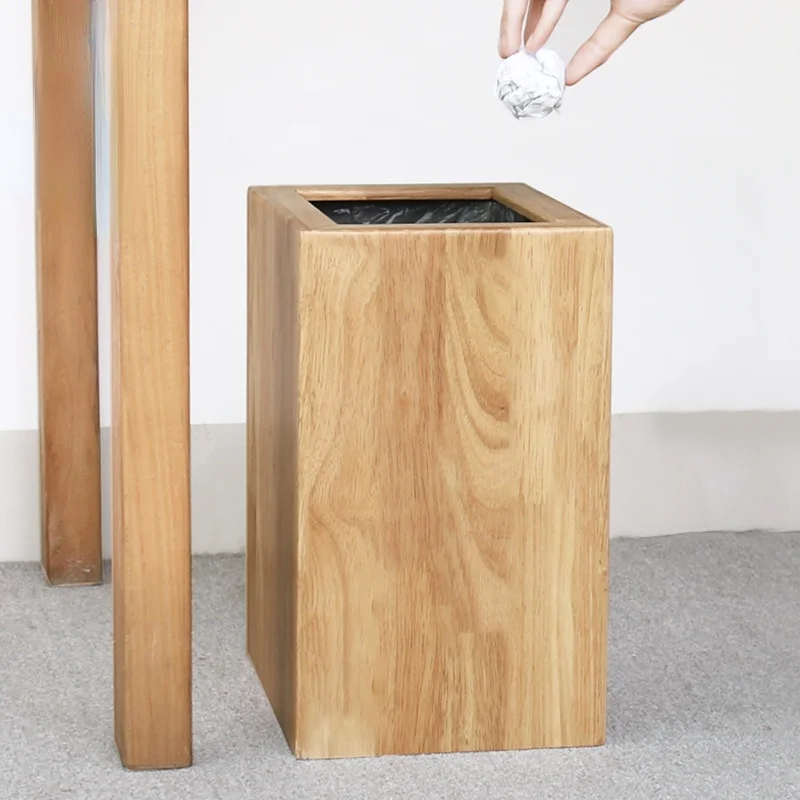 

Modern Wood Trash Can Nordic Simple Rectangle Cover Black Trash Can Deodorant Recycle Bote De Basura Kitchen Accessories EI50LJ