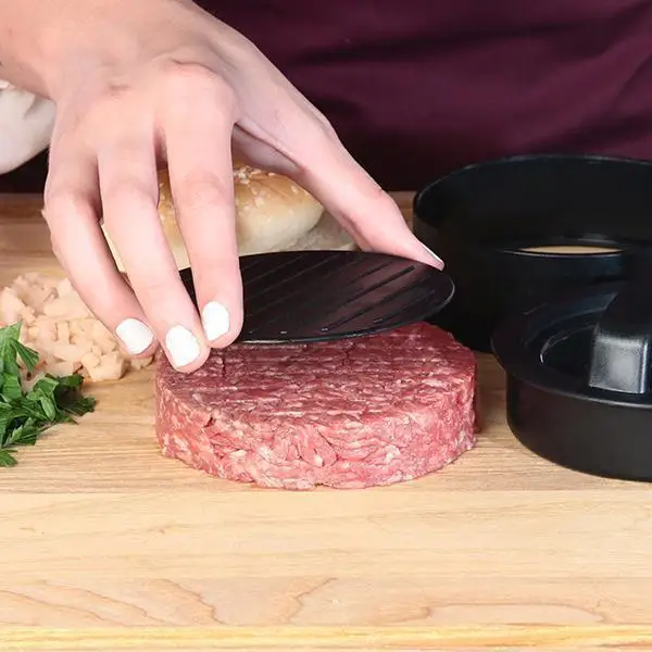 

Burger Maker 3 in 1 Burger Press Hamburger Press Patty Stuffed Burger Maker for BBQ Non Stick Sliders Beef Burger Press Black
