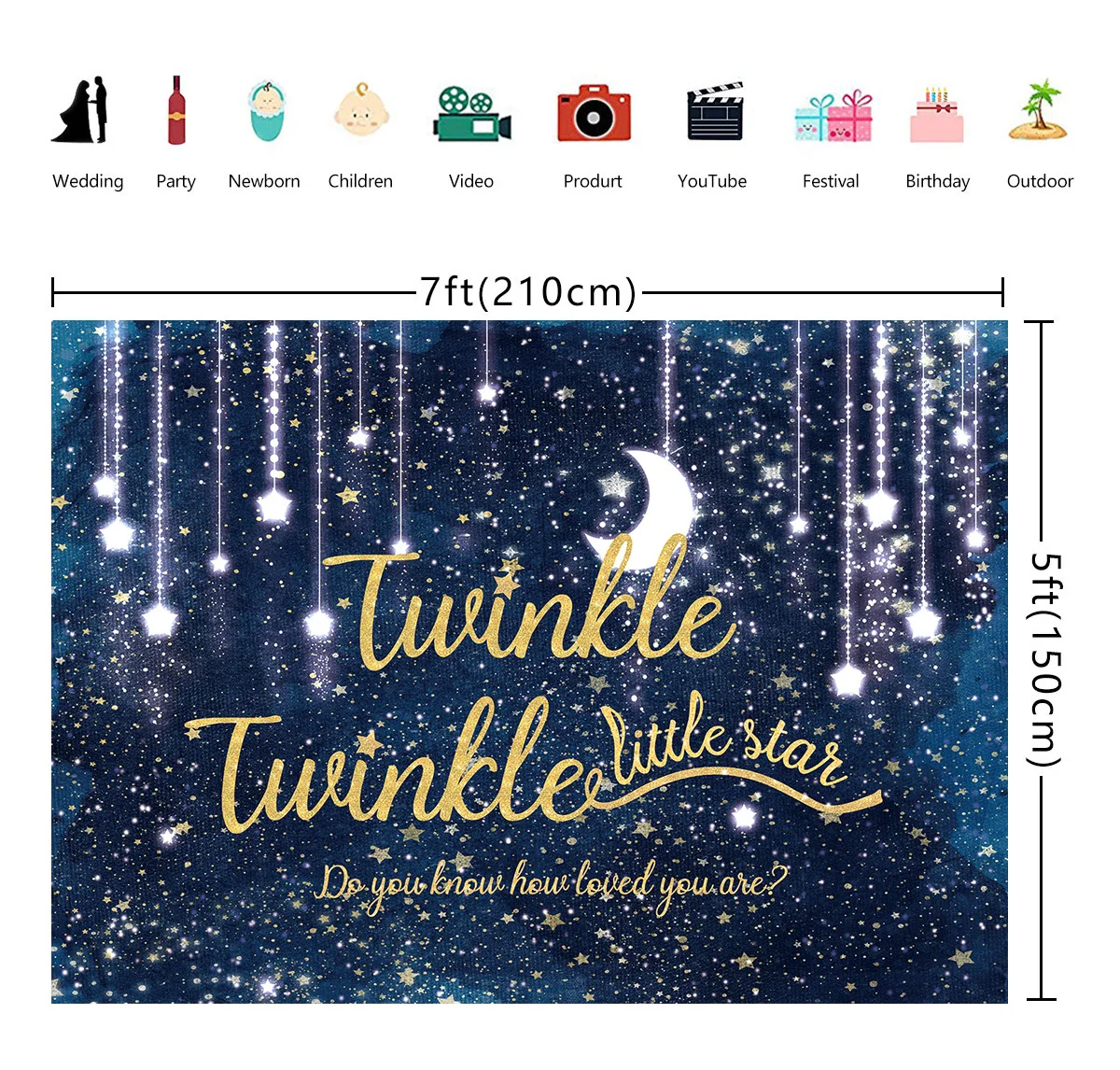 

Twinkle Twinkle Little Star Backdrop Golden White Glitter Stars Baby Shower Party Decoration Supplies Boy Party Background Props