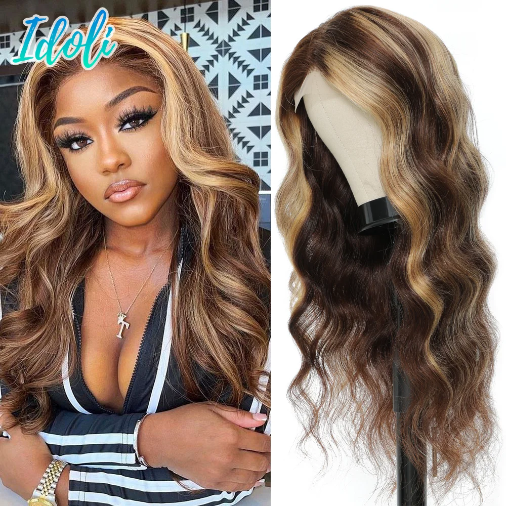 Хайлайтер парик человеческие волосы тела волна на кружевной передний al для
