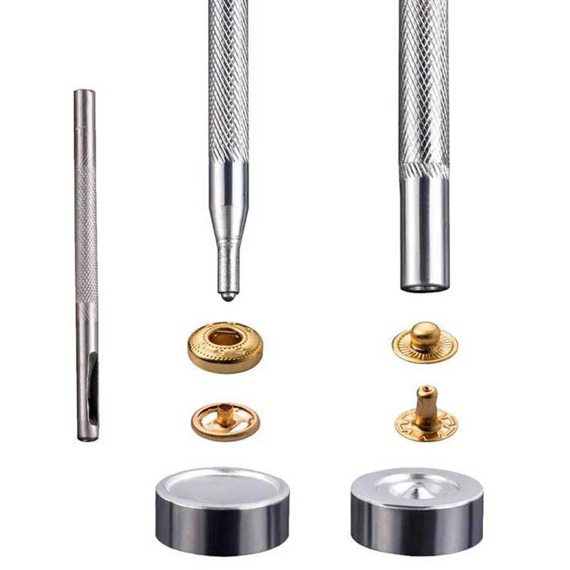 Кожа застежки кнопки комплект 12 5 мм Металлические Кнопки 4 Установка инструменты