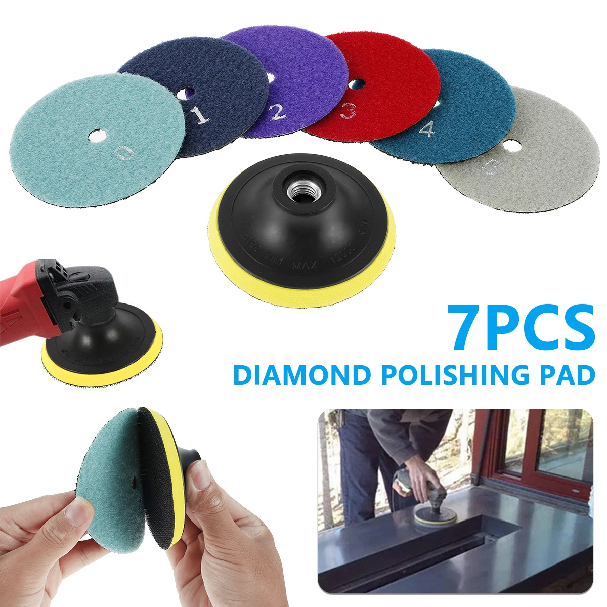 

7pcs 4 Inch/100mm Diamond Polishing Pads Dry Polishing Kit 30-3000 Grit Diamond Grinding Pads Diamond Polishing Pad Hand Tool