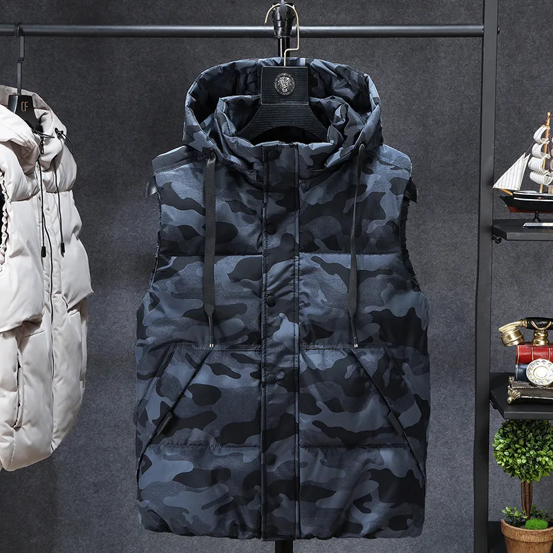 Зимняя мужская размера плюс 6XL 7XL 8XL 9XL 10XL жилет толстовка камуфляжная куртка без