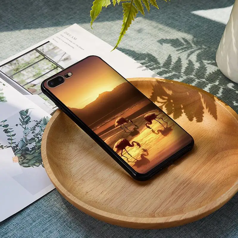Case For iPhone 6 6S plus Luxury Black 5 5S SE 7 8 Plus X XS Max XR Cover Retro flamingo tropical | Мобильные телефоны и