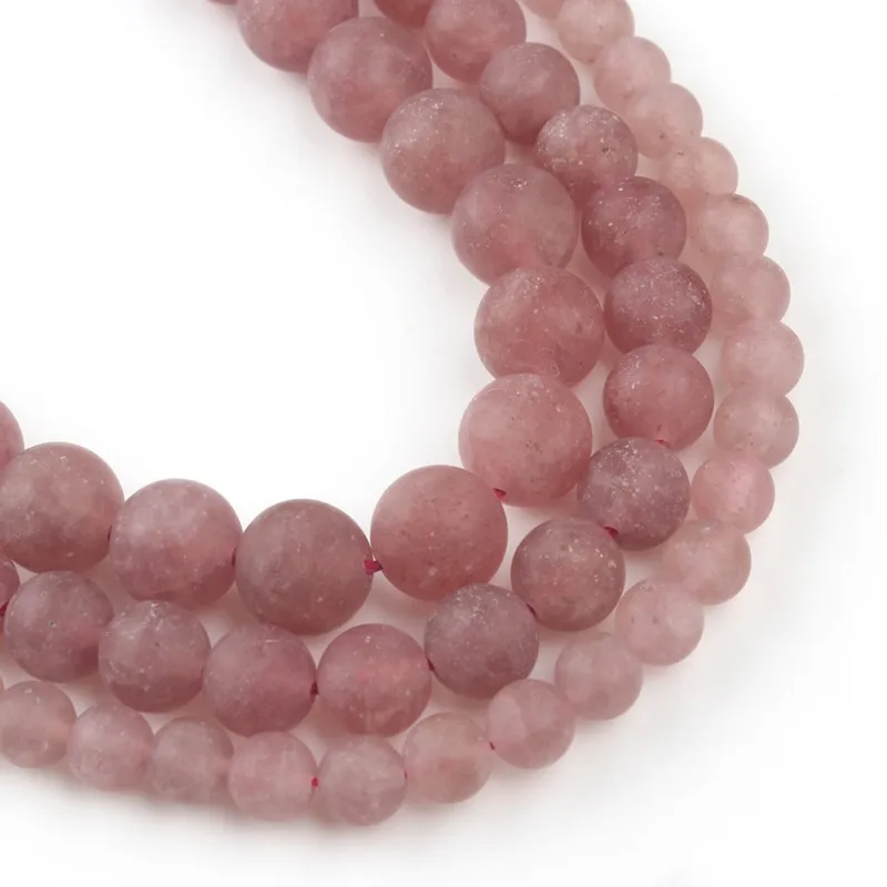 Бусины Из Натурального матового тусклого лака клубничный кварц круглые бусины с