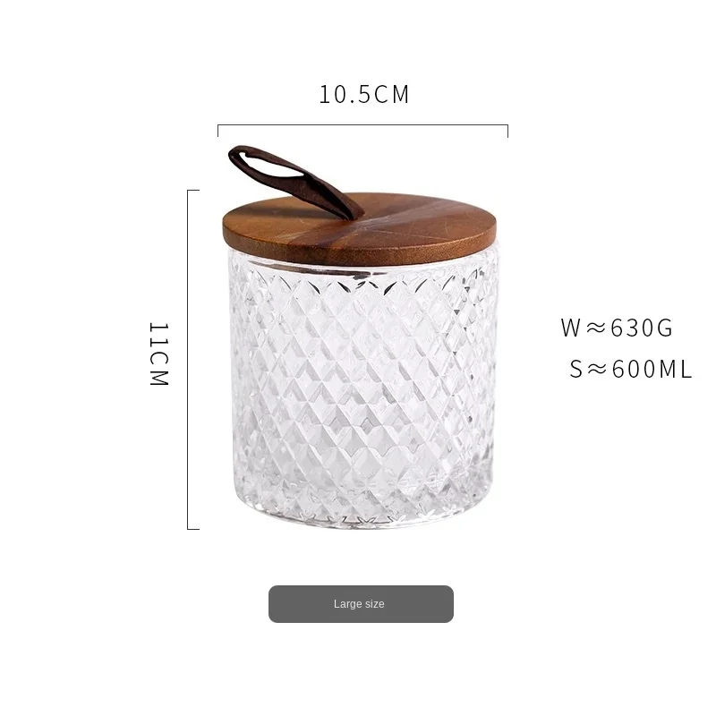 

Glass Xiangsi Wood Cover Storage Basket Jewelry Box Household Storage Tank Coffee Bean Tea Grain Cans Kitchen Storage