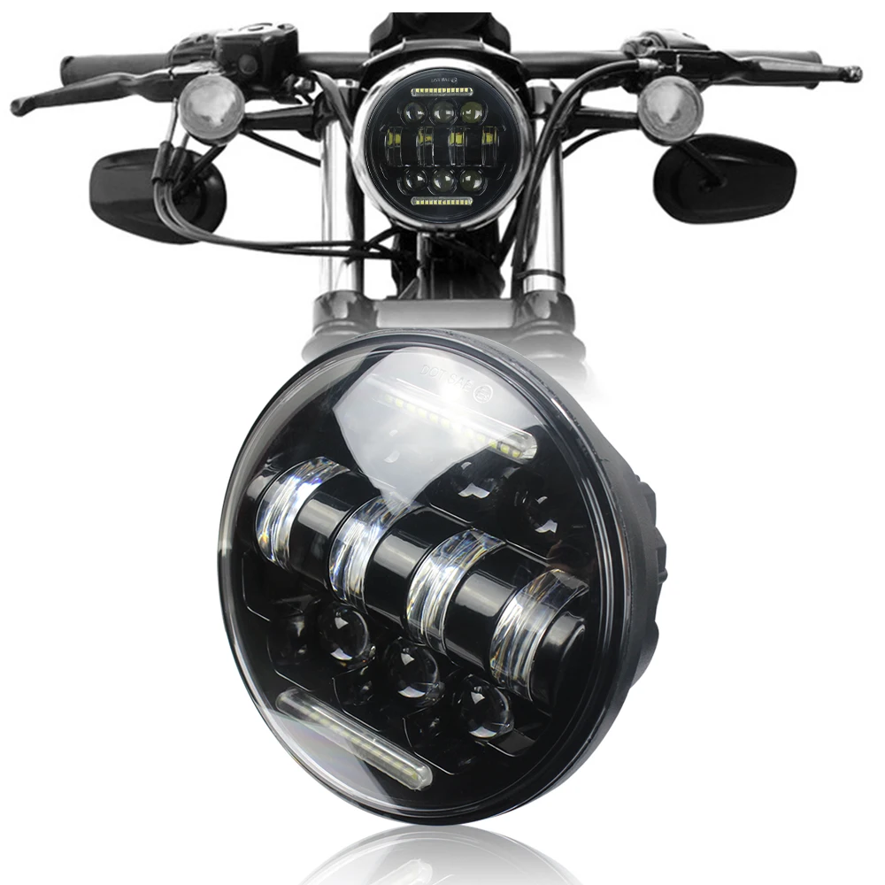 5 3/4 75 дюймов светодиодный фара мотоцикла Hi/ближнего света с DRL для Harley Davidson Dyna
