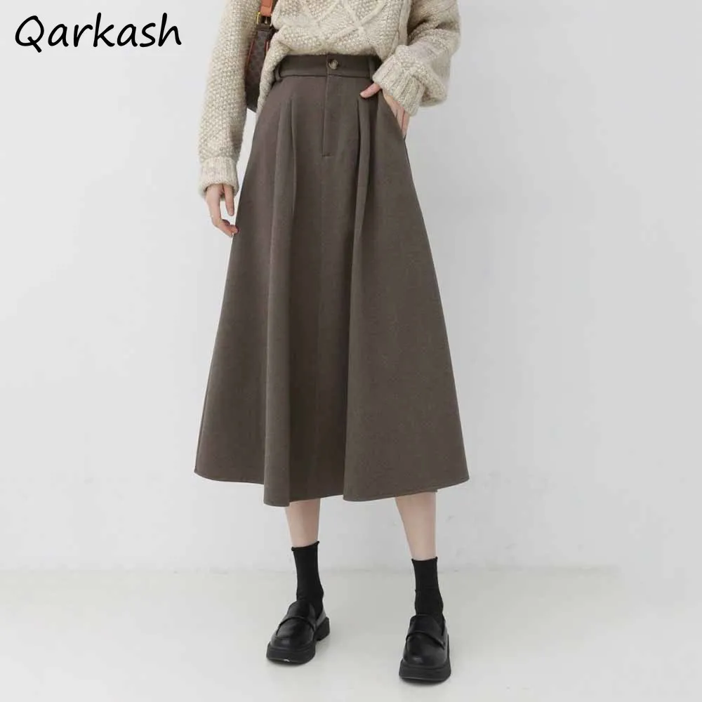 

A-line Skirts Women Elegant Spring Retro French Style Temperament Female Leisure All-match Mid-calf Chic Daily Bottom Empire New