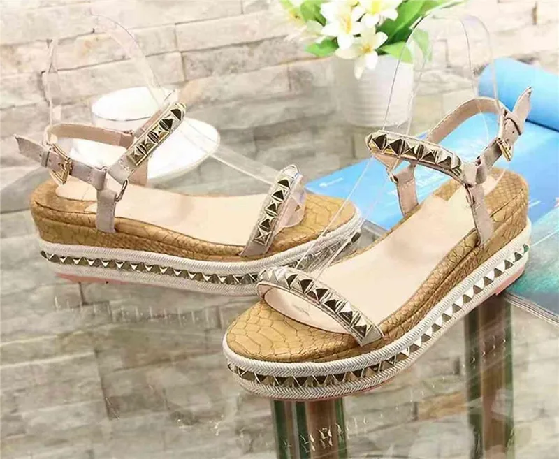 

6.5 cm Platform High Heels Summer Gladiator Sandals Women Gold Spikes Luxury Designer Shoes Women Casual sandalia feminina