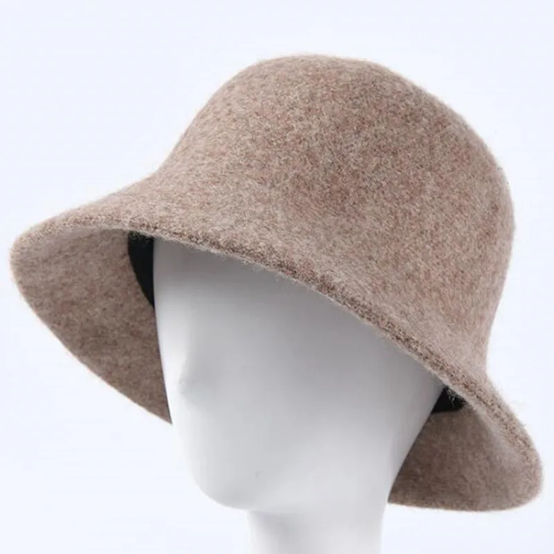 SILOQIN Autumn Winter Panama 100% Wool Thermal Bucket Hats Elegant Women Fashion Vintage Sombreros Ladies Brand Leisure Cap NEW