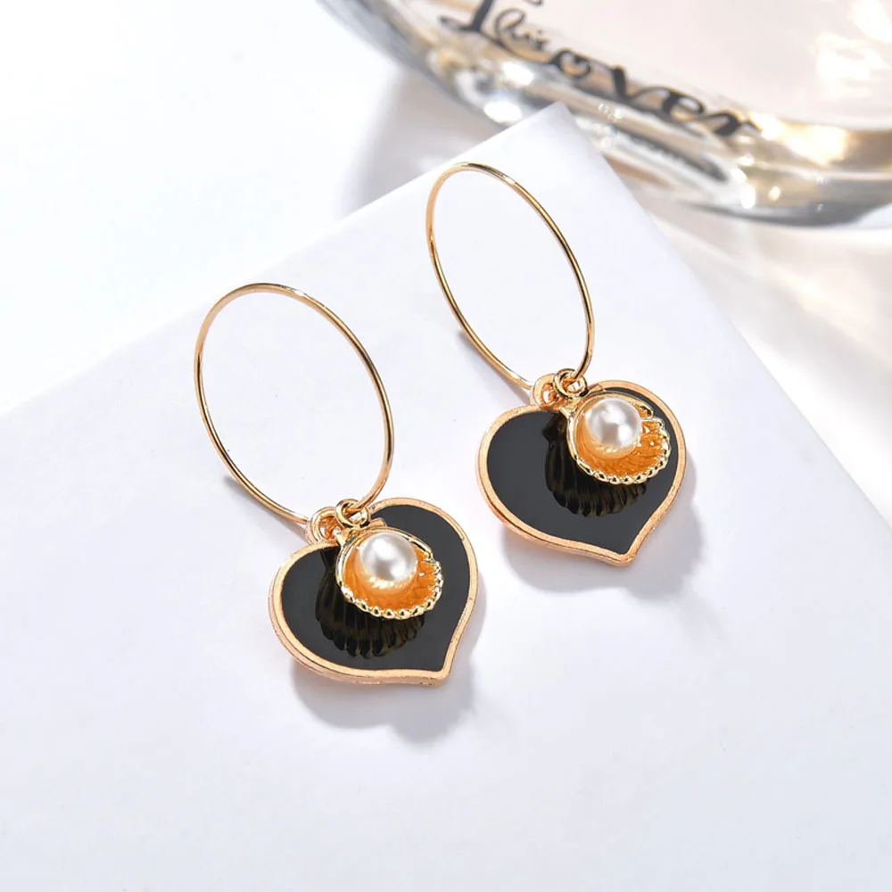 Женские золотые серебряные круглые серьги гламурные капли масляное сердце с