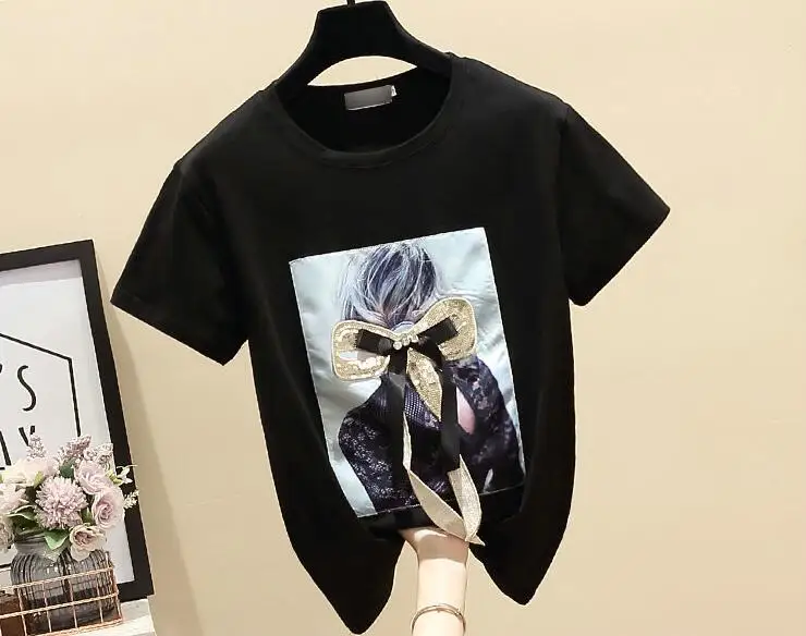 

Summer White T shirt Women Tops Short Sleeve Plus Size Vintage Black Korean Clothes Woman T-shirt Casual Tee Shirt Fashion