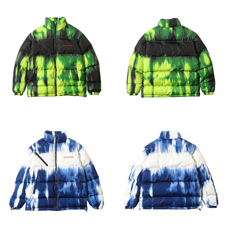 Иллюзия Tie Dye Puffer стеганая зимняя куртка мужская парка хип-хоп уличная куртка пуховик пальто Верхняя одежда ветровка мужская верхняя одежда