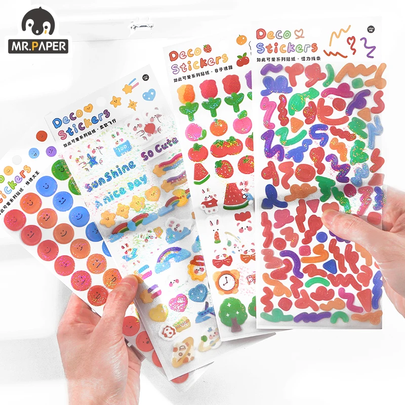 

Mr Paper 4 Designs 1 Pc/bag Ins Style So Cute Series Sequins Hand Account DIY Decor Collage Material Plain Sheet Stickers