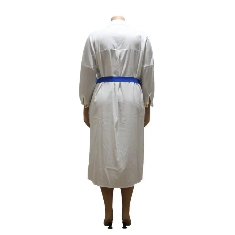 Белые рубашки свободные платья большие размеры женские на пуговицах с поясом