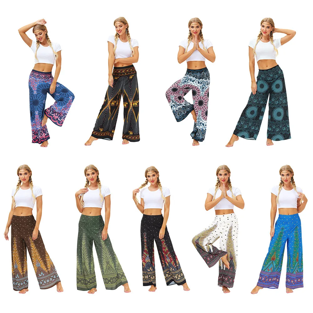 New Products Women's Fashion Sports Yoga Leisure Straight Wide Leg Pants Ethnic Dance Practice Pants