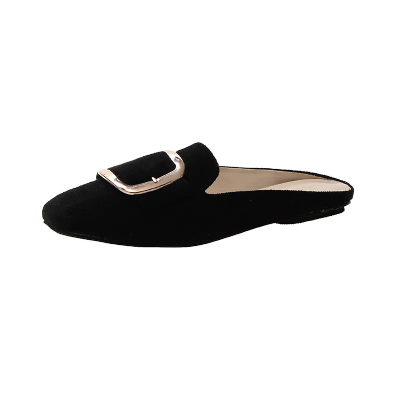 

Popular Fashion Women's Slippers Summer Flat Mules PU Leather Slippers Women Sandals Flat Shoes Large Size 35-44 Sandals