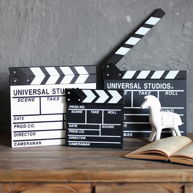 1 шт. режиссер Видео Сцена Clapperboard Clapper доска сухая стереть режиссер ТВ фильм клип фильм Акция грифельная доска Хлопушка ручной работы Cut Prop - изображение