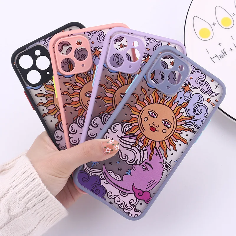 

Cute Cartoon Sun Phone Case For iPhone 11 12 Pro Max X XR XS Max 7 8 Plus Bumper Matte Back Cover Coque