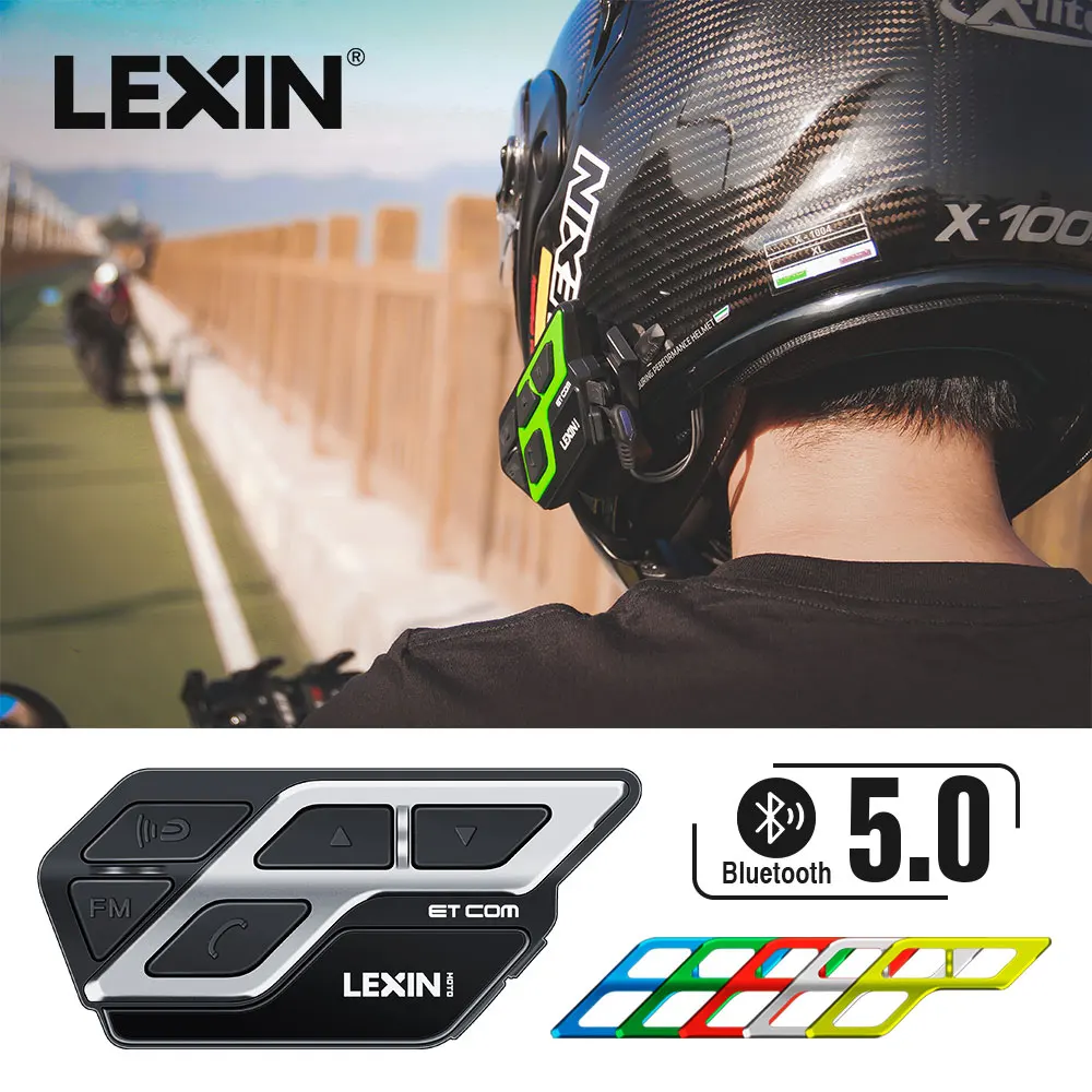 1PC LEXIN ET COM 1200M 2 Riders Motorcycle BT Helmet Intercom Moto Interphone Headsets Intercomunicador Bluetooth Para Motorbike