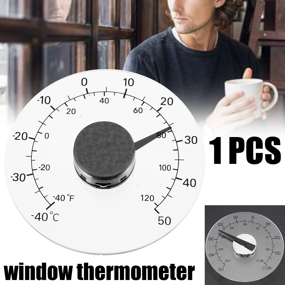 

Easy Using Stick-on Clear Circular Outdoor Window Wall Temperature Weather Station Household Thermometers