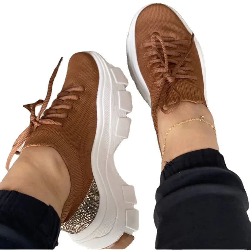

Big Size 43 Womens Chunky Sneakers Thick Bottom Platform Vulcanize Shoes Fashion Breathable Casual Running Shoe for Woman Female