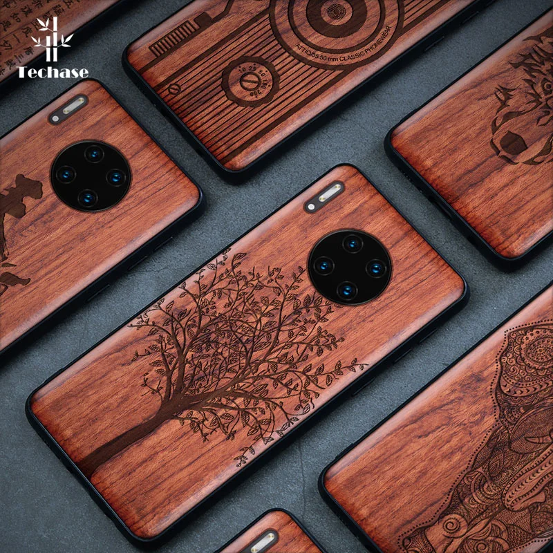Techase резной деревянный чехол для телефона Huawei Mate30 Mate30Pro P20 P30 Pro Honor Note10 9X 9XPro