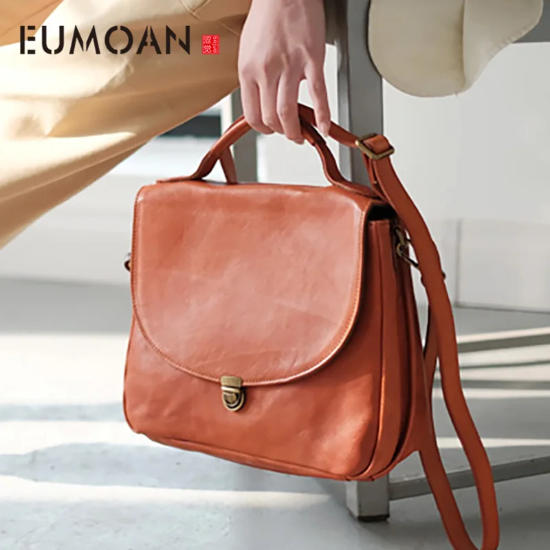 Женская винтажная сумка EUMOAN вместительная кожаная почтальона Наплечная Сумка на