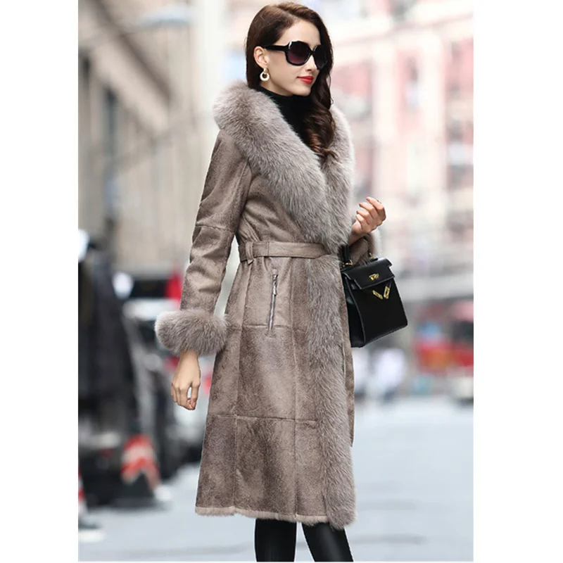 Новая женская куртка с большим воротником из лисьего меха зима 2020 Большие