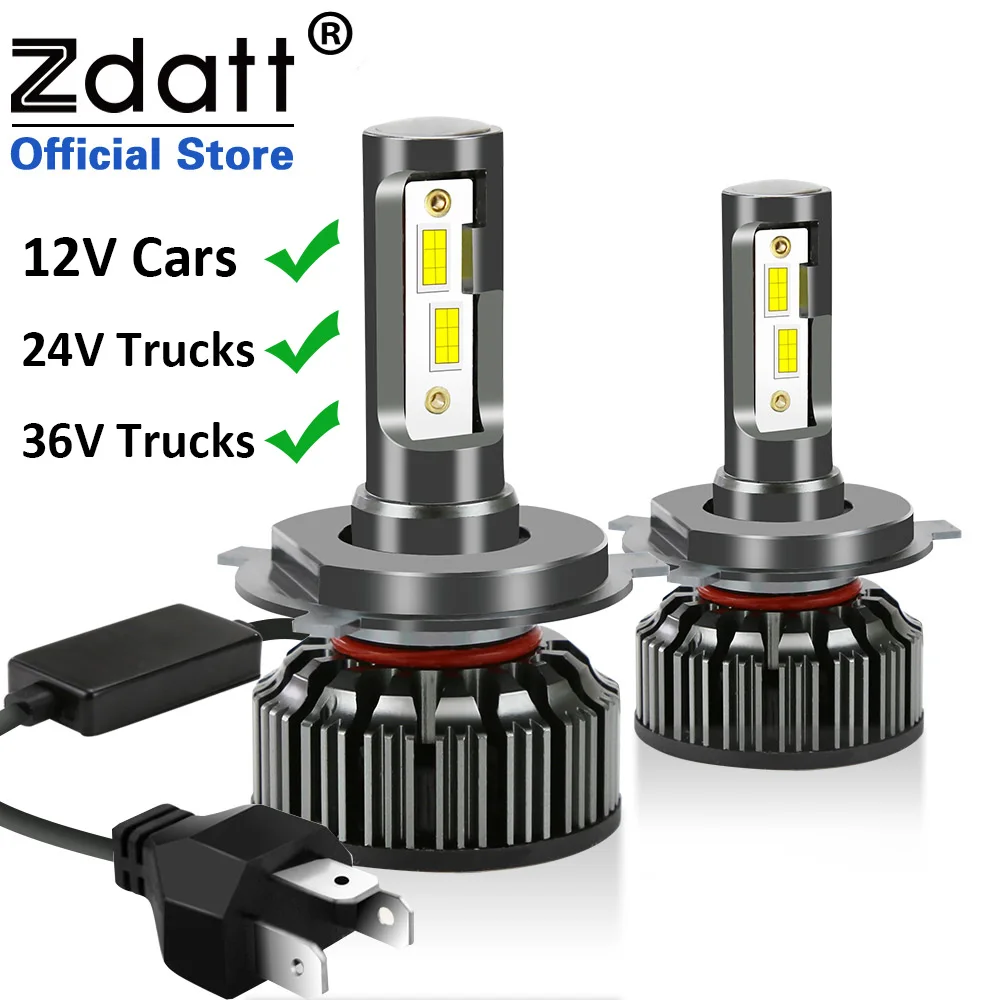 

ZDATT H1 H3 H11 H13 HB3 HB4 H4 H7 LED Canbus Headlight 100W 12000Lm 6500K 360 Turbo Fan 12V 24V 36V Truck Auto Led Lights