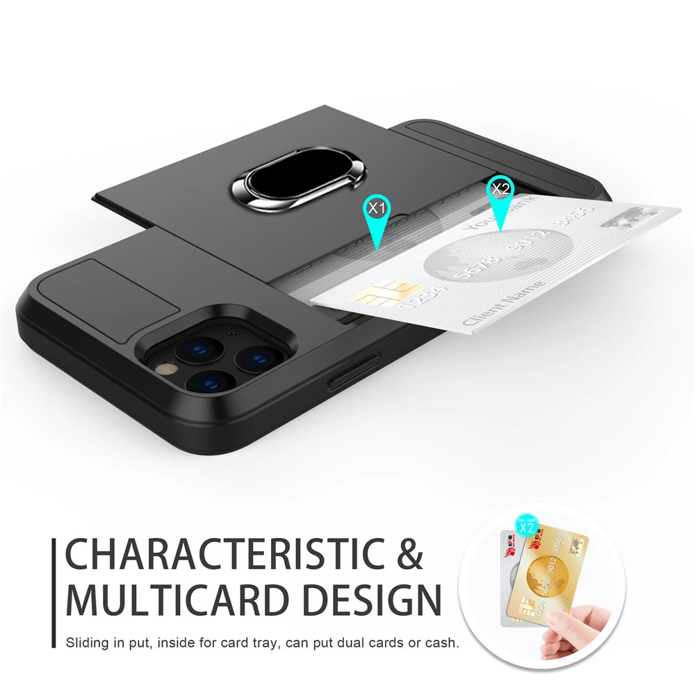 Pretty Slide Card Phone Case For iPhone 11 X XR XS Max Pro Shockproof Slot Holder Cover 7 8 6 6S Plus | Мобильные телефоны и