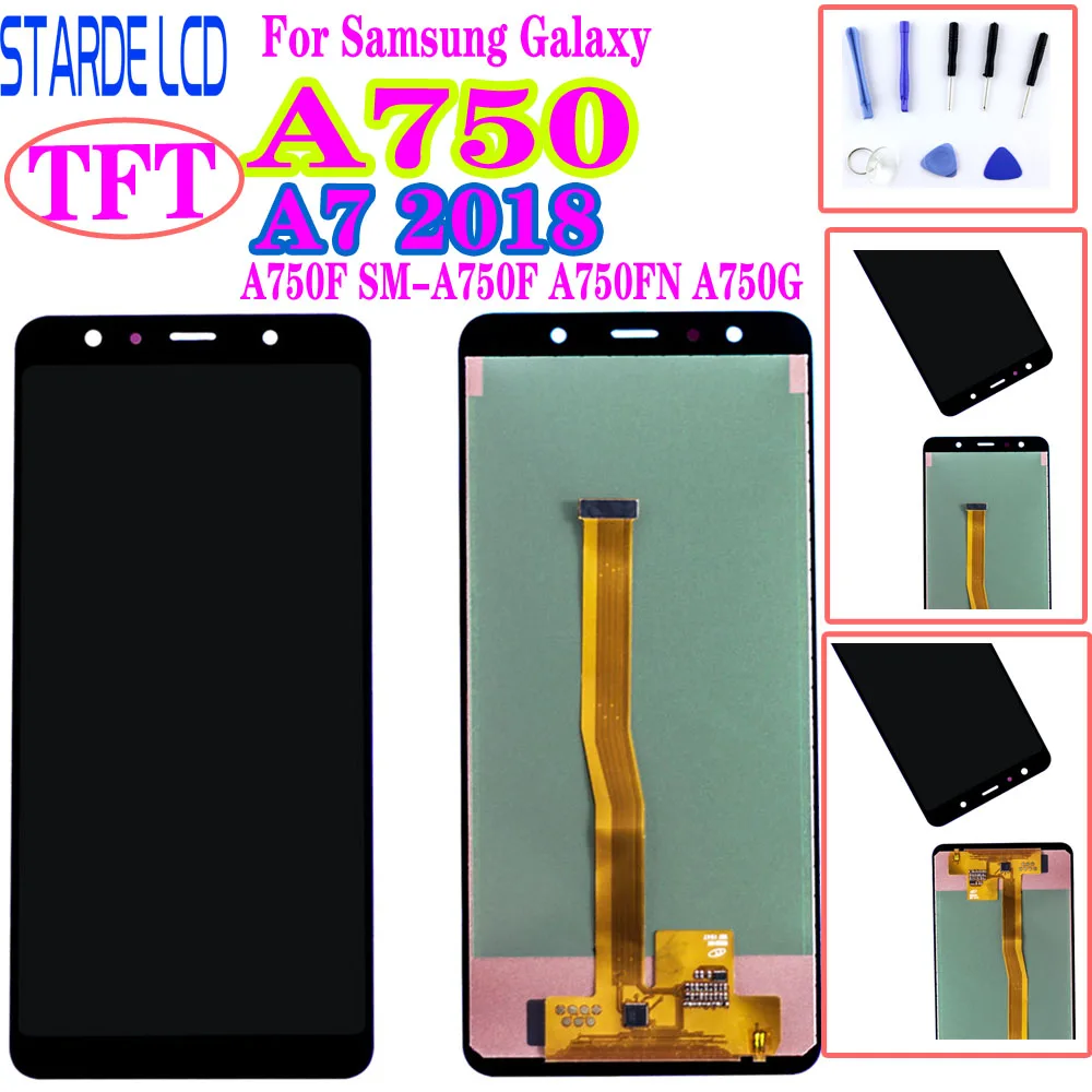 Сменный экран AAA + для Samsung Galaxy A7 2018 A750 A750F SM A750FN A750G ЖК дисплей с сенсорным экраном и