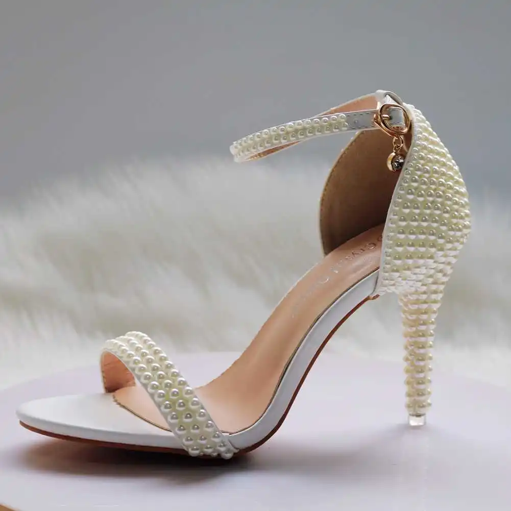 

high heel sandals Bridesmaid Wedding one line buckle crystal Sequin ROMAN SANDALS thin heel crystal shoes