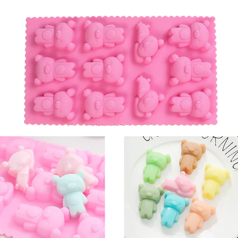 

11 Cavity Chocolate Mold Bear Shape Silicone Mold For Gummy Candy Jelly Soap Cookie Pudding Ice Cube Tray Cake Decoration Tool