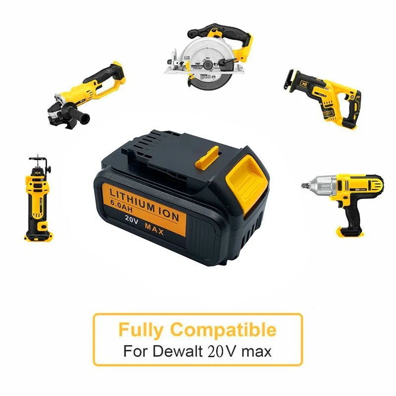 

New 20V 6000mAh Liion Battery DCB180 Rechargeable Battery For DEWALT DCB180,DCB181 XJ DCB200,DCB201,DCB201-2,DCB204,DCB20 DCB182