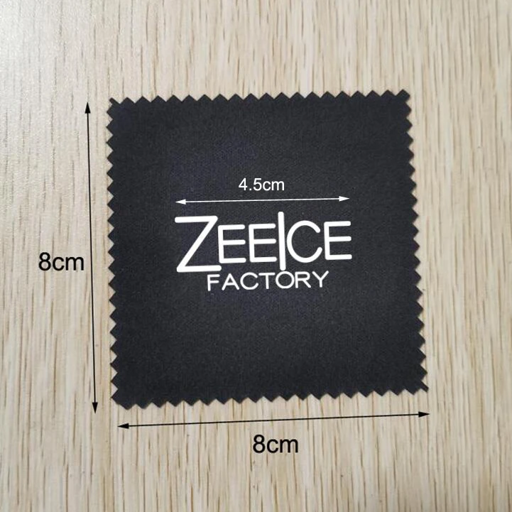100pcs Customised Logo 8x8cm Silver Polishing Black Jewelry Cloth Printed With White Color Logo OPP Bags Individually Wrapped