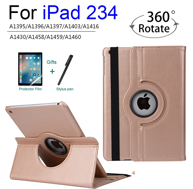 

Case for iPad 2 3 4 Model A1458 1459 A1460 Cover,Auto Sleep Cover for Apple ipad 2 3 4 Release 360 Degree Rotating Case+pen