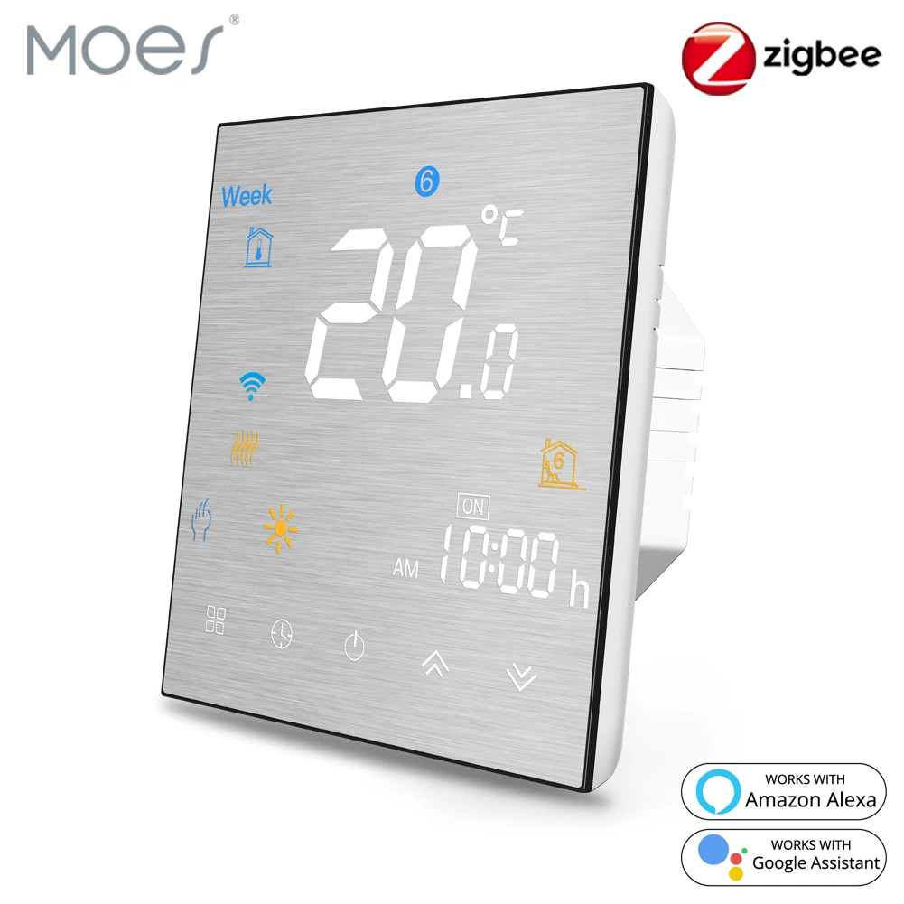 Умный термостат Moes Tuya ZigBee 2MQTT Alexa Google Smart Life матовая панель для теплого пола воды