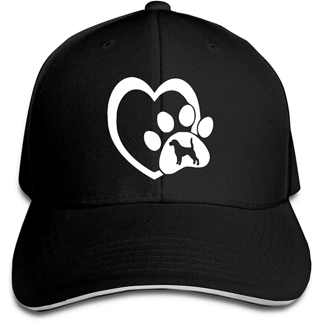 

BeagleDogLoveHeartPawCap Baseball Hip Hop Cap Trucker Sandwich Hat for Sports Black