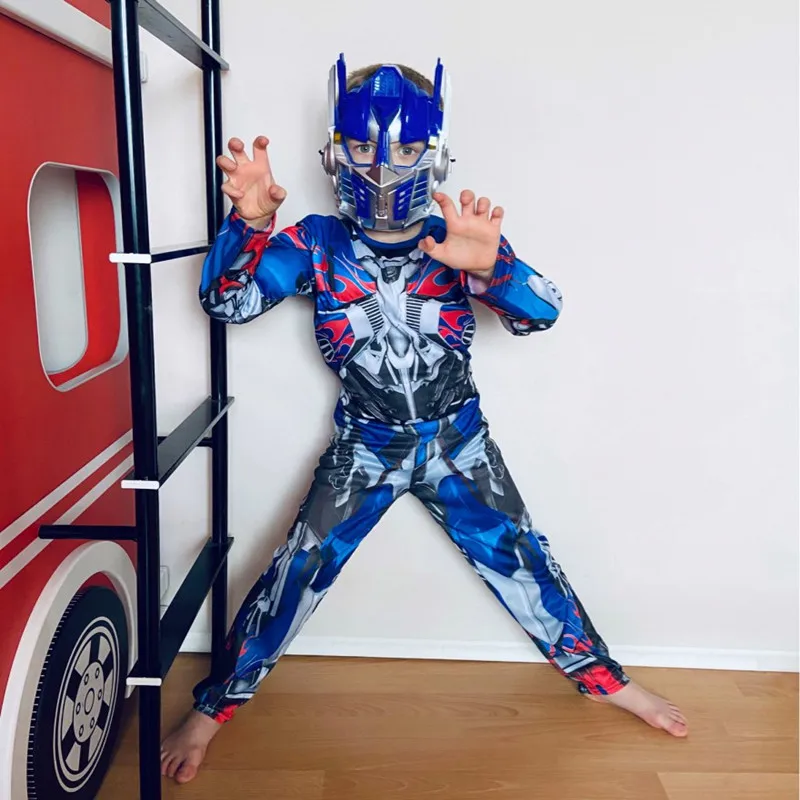 kids cosplay movie muscle optimus prim costumes boys girl bumblebe superhero body suits for carnival halloween costumes party free global shipping