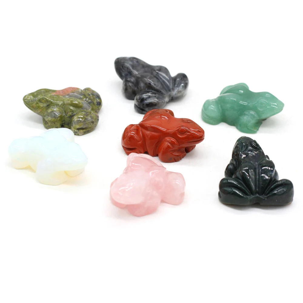 Natural Stones Unakite Rose Quartz Ornament Frog ShapeThree-dimensional DIYStone Bead Home Decoration Jewelry Gift