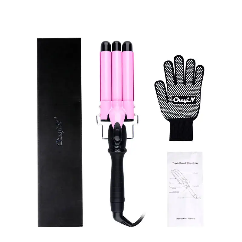

CkeyiN 22/25/32mm Triple Barrels Wave Crimper Deep Hair Curler Waver Perm Splint Professional Ceramic Curling Iron Tong Curl