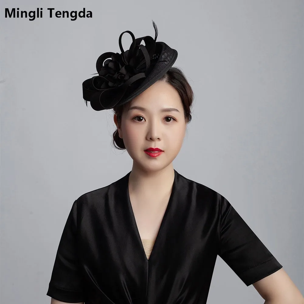 Mingli Tengda головной убор невесты колпак декоративный Свадебная шляпка фотография Cambric шляпа Свадьба темно-синий/белый/зеленый Свадебные аксессуары тиара