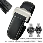 Ремешок из телячьей кожи для часов, подходит для TAG случаи, Монако, Carrera, AUTAVIA, Aquaracer 300, черный, красный, F1, инструменты для часов, 2122 мм