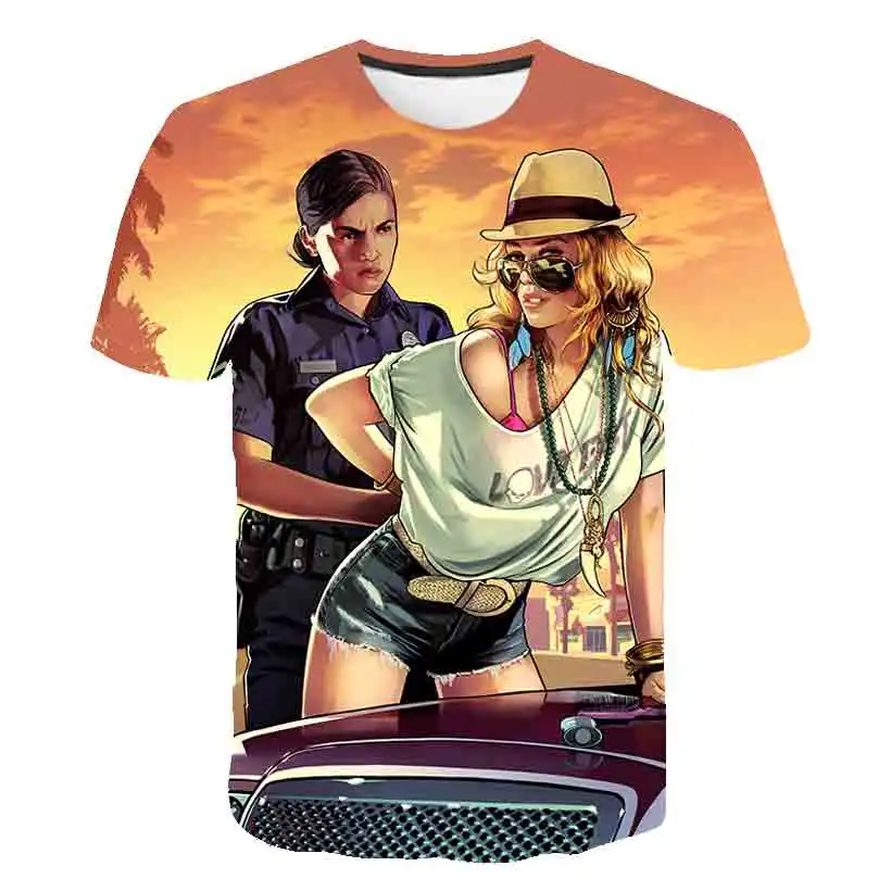 Футболка с принтом Grand Theft Auto Game Gta 4/5 Мужская/женская одежда 3D футболка коротким