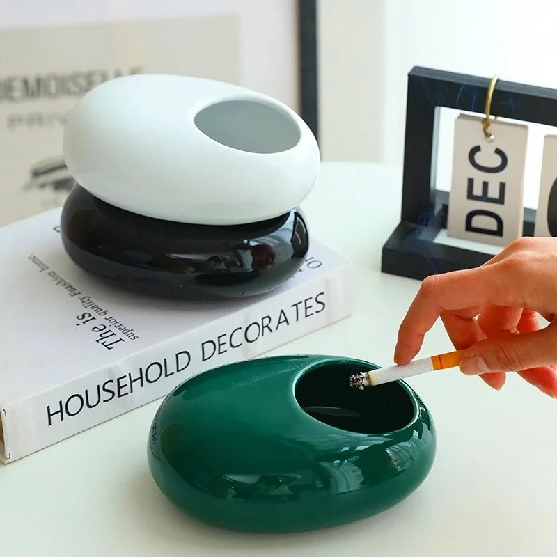 

Ins Wind Ceramic Ashtray Creative Personality Trend Fashion Office Anti-fly Ash Living Room Household Ashtray Ornaments