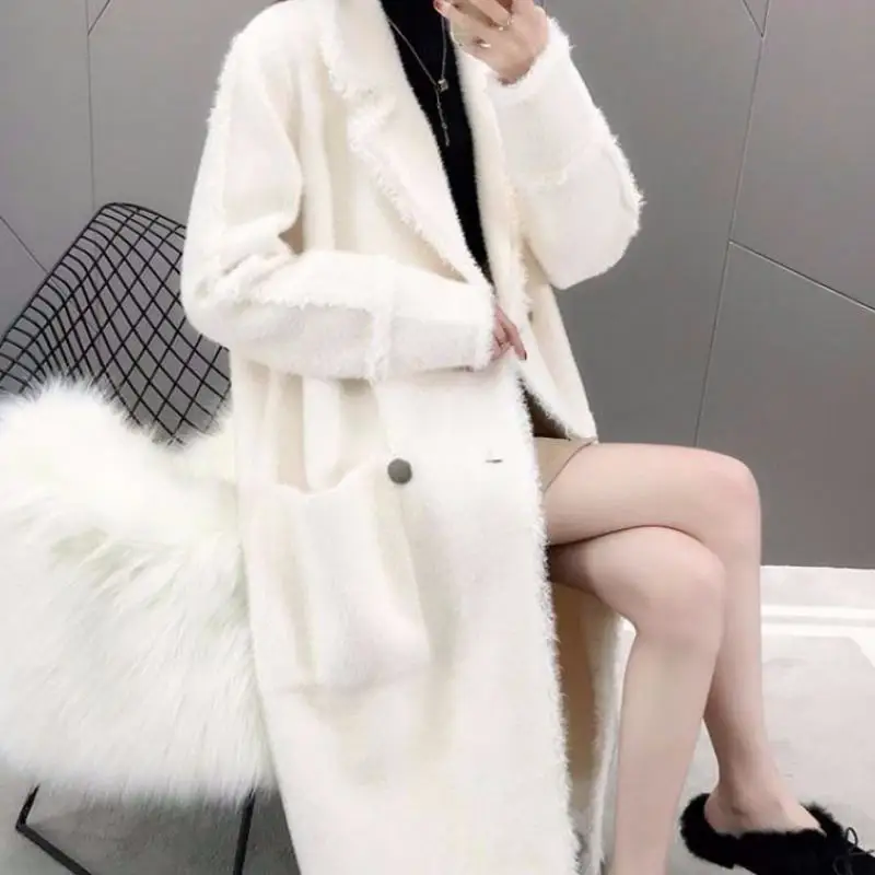 Женские 2019 новые осенние зимние кашемир под норку пальто свободные повседневные